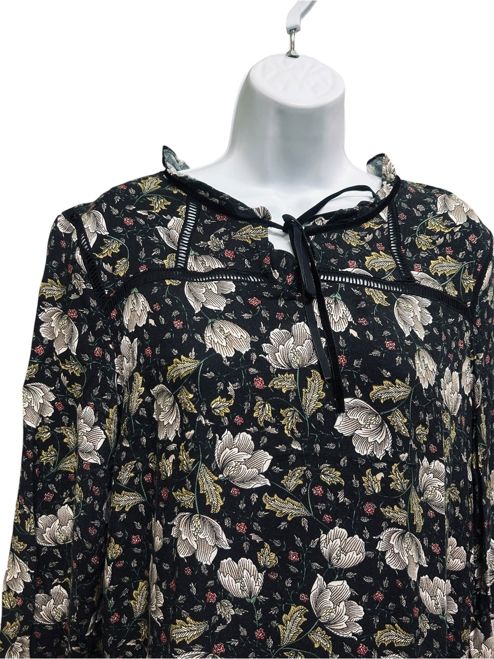 Tribal Jeans Black White Floral Babydoll Dress Size M - Picture 3 of 6
